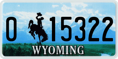 WY license plate 015322