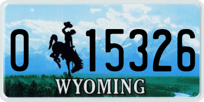 WY license plate 015326