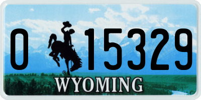 WY license plate 015329