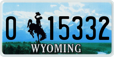WY license plate 015332
