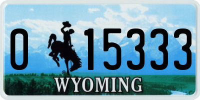 WY license plate 015333