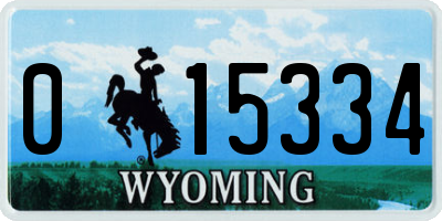 WY license plate 015334