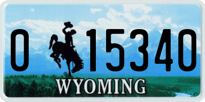 WY license plate 015340