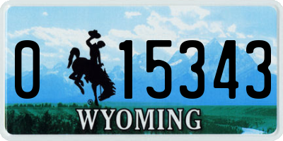 WY license plate 015343