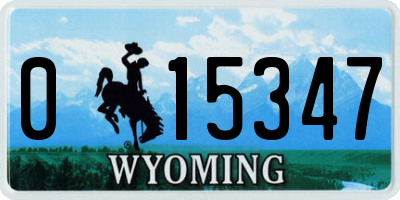 WY license plate 015347