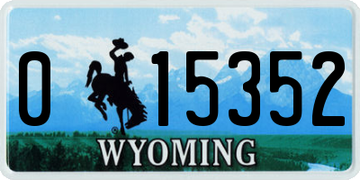 WY license plate 015352