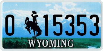 WY license plate 015353