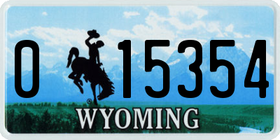 WY license plate 015354