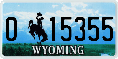 WY license plate 015355