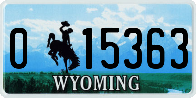 WY license plate 015363