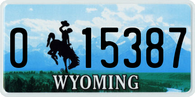 WY license plate 015387