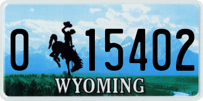 WY license plate 015402