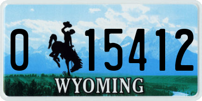 WY license plate 015412