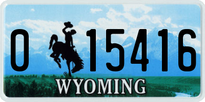 WY license plate 015416