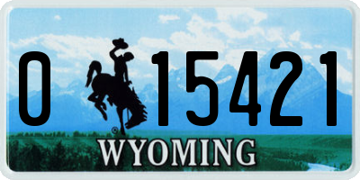 WY license plate 015421