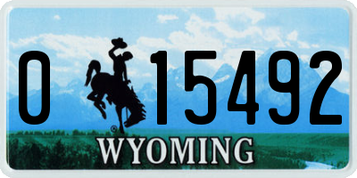 WY license plate 015492