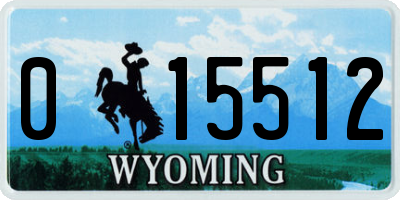 WY license plate 015512