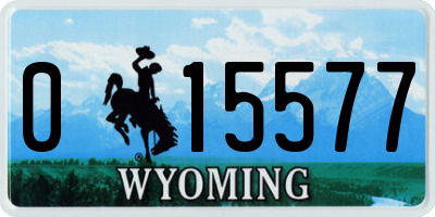 WY license plate 015577