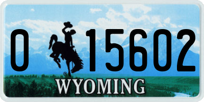 WY license plate 015602