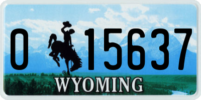 WY license plate 015637