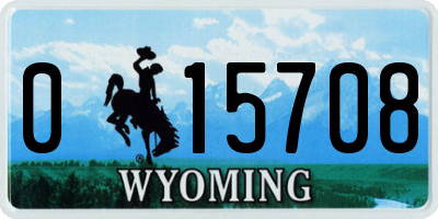 WY license plate 015708