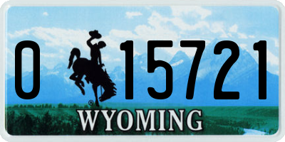 WY license plate 015721