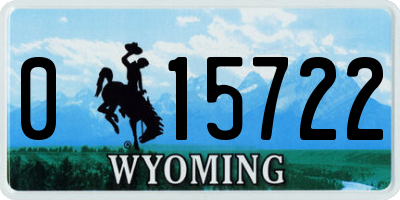 WY license plate 015722