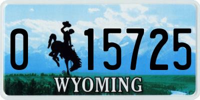 WY license plate 015725