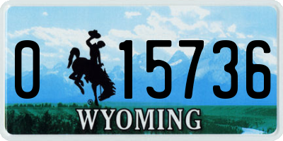 WY license plate 015736