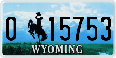 WY license plate 015753