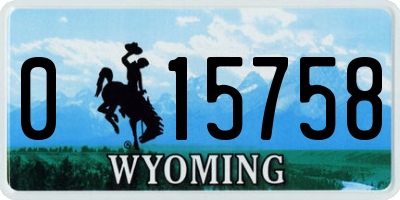 WY license plate 015758