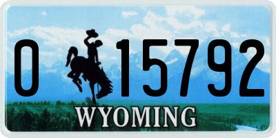 WY license plate 015792