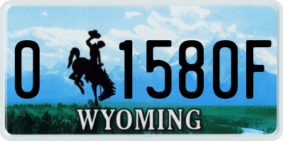 WY license plate 01580F