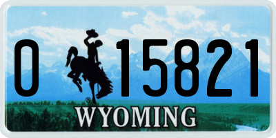 WY license plate 015821