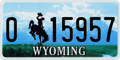 WY license plate 015957