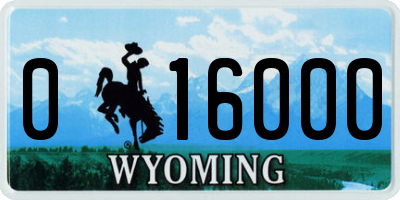 WY license plate 016000