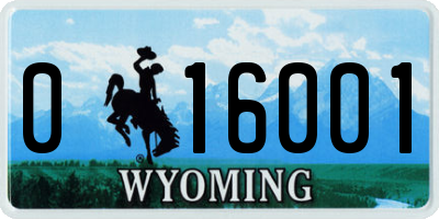 WY license plate 016001