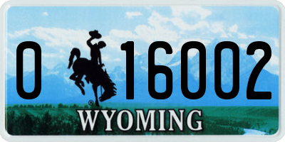 WY license plate 016002
