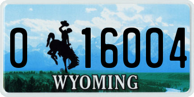 WY license plate 016004