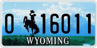WY license plate 016011
