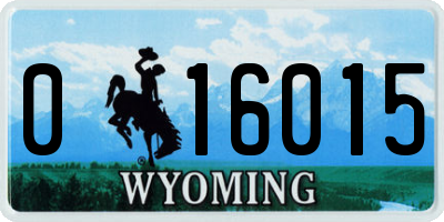 WY license plate 016015
