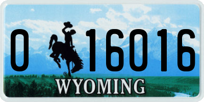 WY license plate 016016