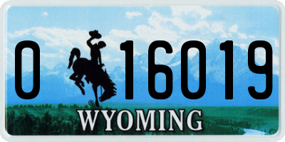 WY license plate 016019