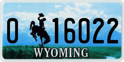 WY license plate 016022