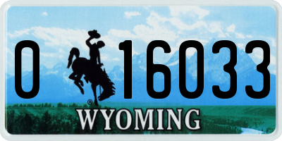 WY license plate 016033