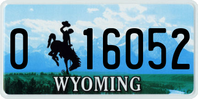 WY license plate 016052
