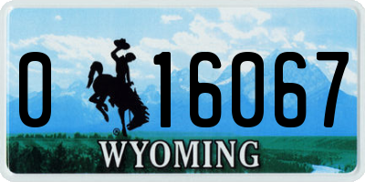 WY license plate 016067
