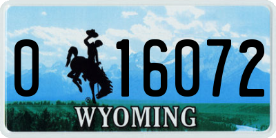 WY license plate 016072