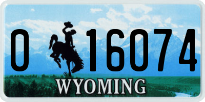 WY license plate 016074