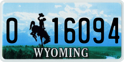 WY license plate 016094